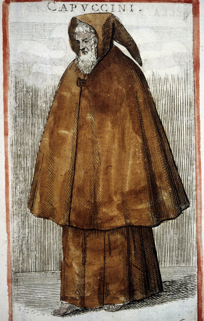 الترتيب الديني: Capuchin. نقش القرن السادس عشر. بواسطة أودواردو فياليتي