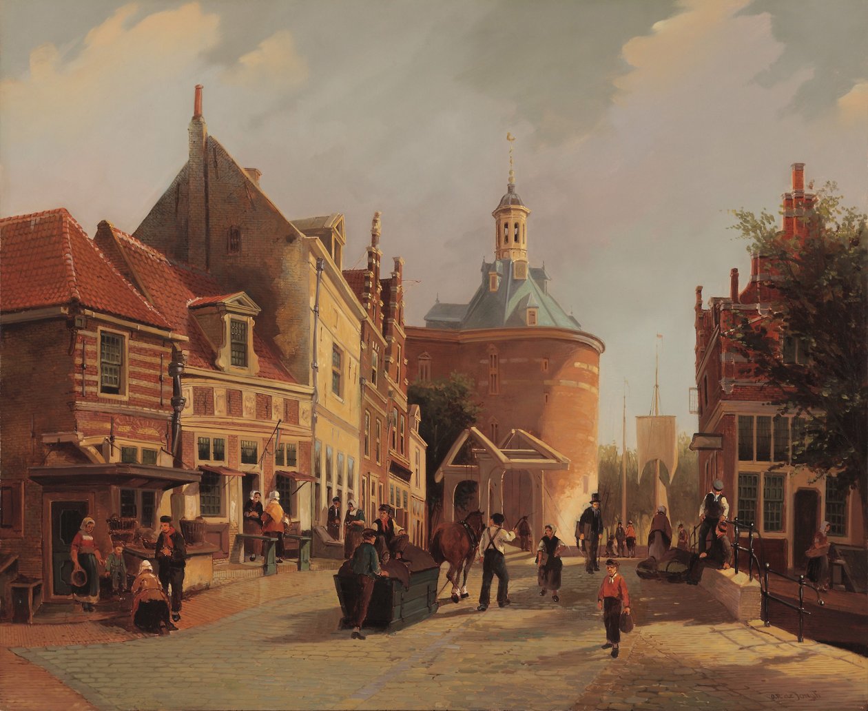 منظر لل Zuiderspui مع Drommedaris في مدينة Enkhuizen بواسطة افتح رومكس دي جونغ