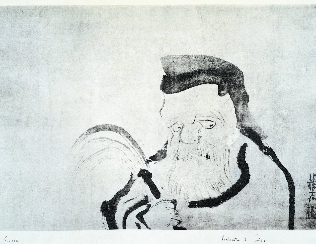 صورة لرجل عجوز ، رسم أوغاتا كورين (1658-1716) ، حبر على الحرير ، الحضارة اليابانية ، فترة إيدو بواسطة أوغاتا كورين