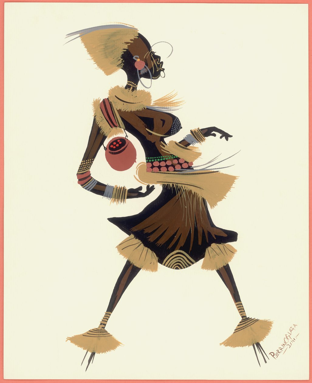 Water Pot Woman، 2010 (زيت على ورق) بواسطة Oglafa Ebitari Perrin