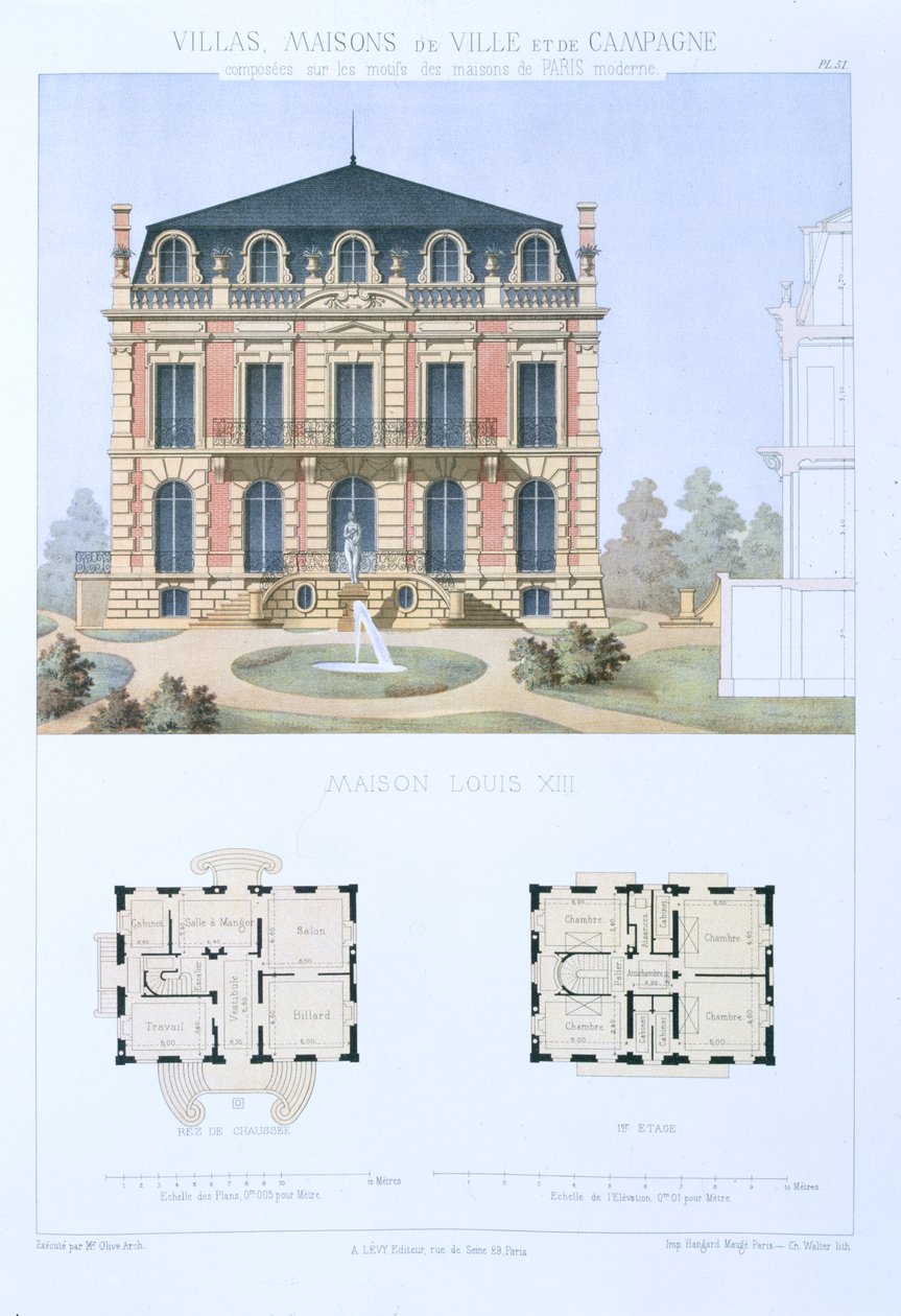 Louis XIII House ، من "Town and Country Houses Based on the Modern Houses of Paris" ، c.1864 بواسطة زيتون