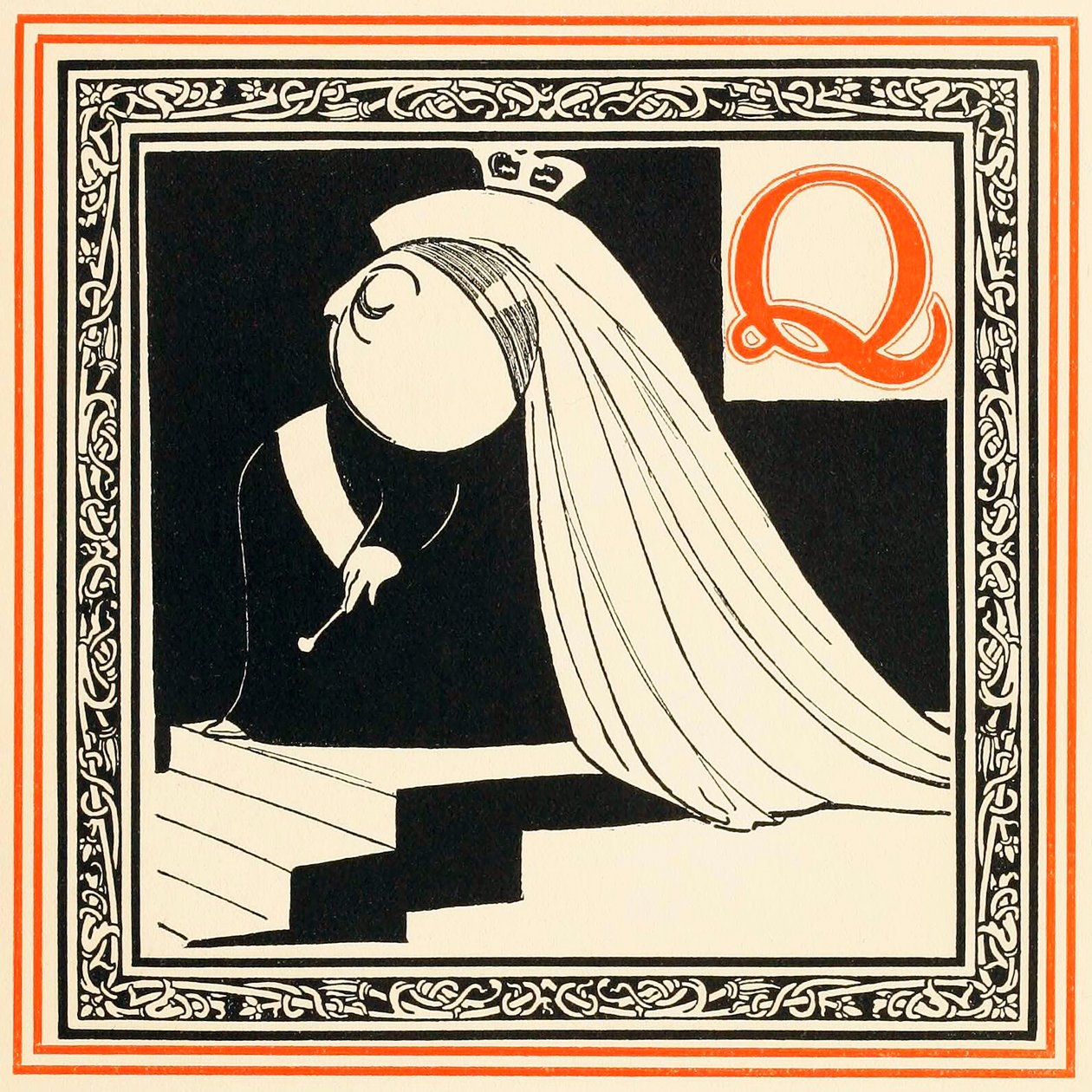 Q هي الملكة ، النبيلة جدًا والحرة ، من حانة An Alphabet of Celebrities. 1899. بواسطة أوليفر هيريفورد