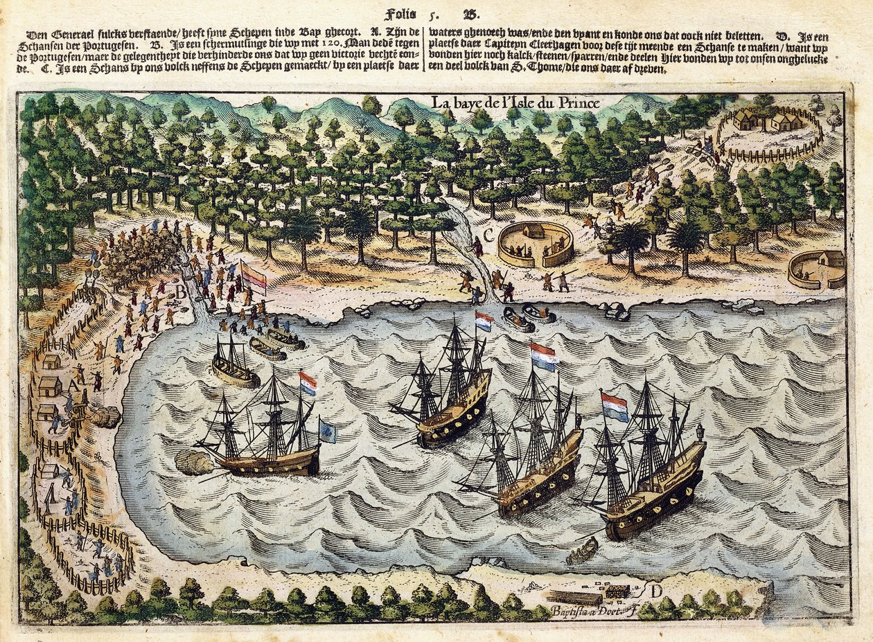 منظر للسفينة الهولندية في الميناء ، c.1598-1602 بواسطة أوليفييه فان نورت