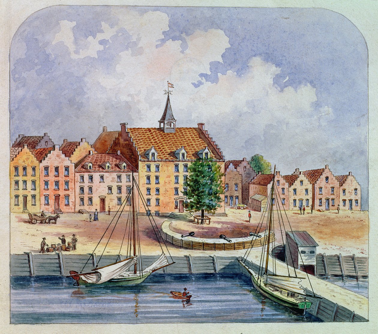 Stadthuys من نيويورك عام 1679 ، 1679 (مرحاض على ورق) بواسطة وليام أورام