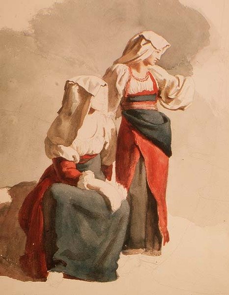 بنات الفلاحين الإيطاليين ، حوالي 1834 (ألوان مائية) بواسطة أوريست أداموفيتش كيبرينسكي