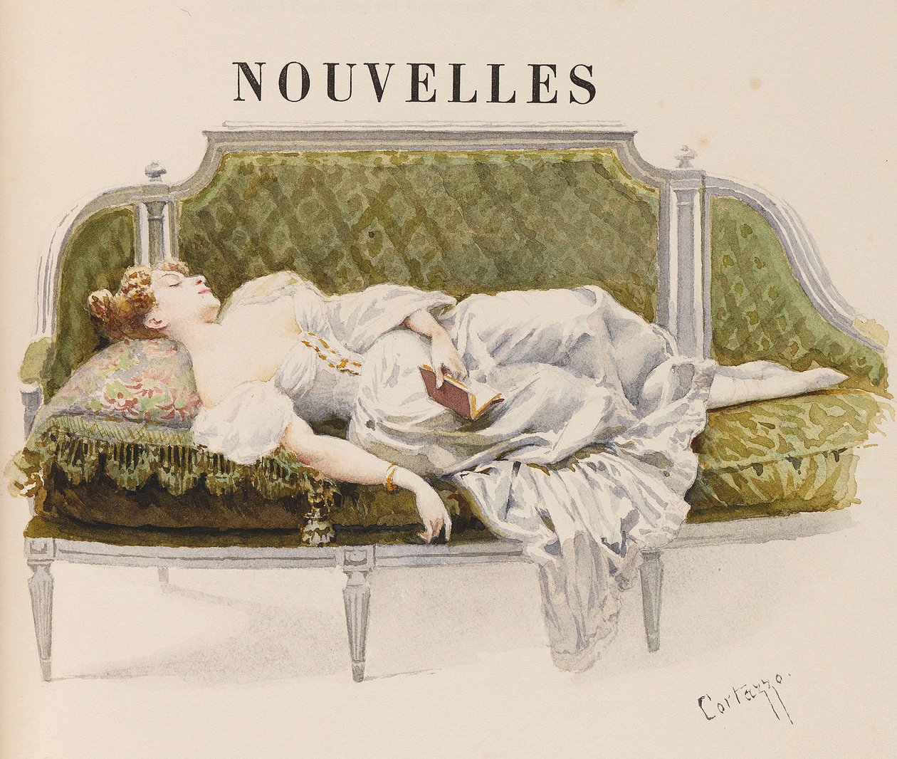 نصف اللقب لـ Nouvelles بواسطة Alfred de Musset ، 1887. بواسطة Oreste Cortazzo