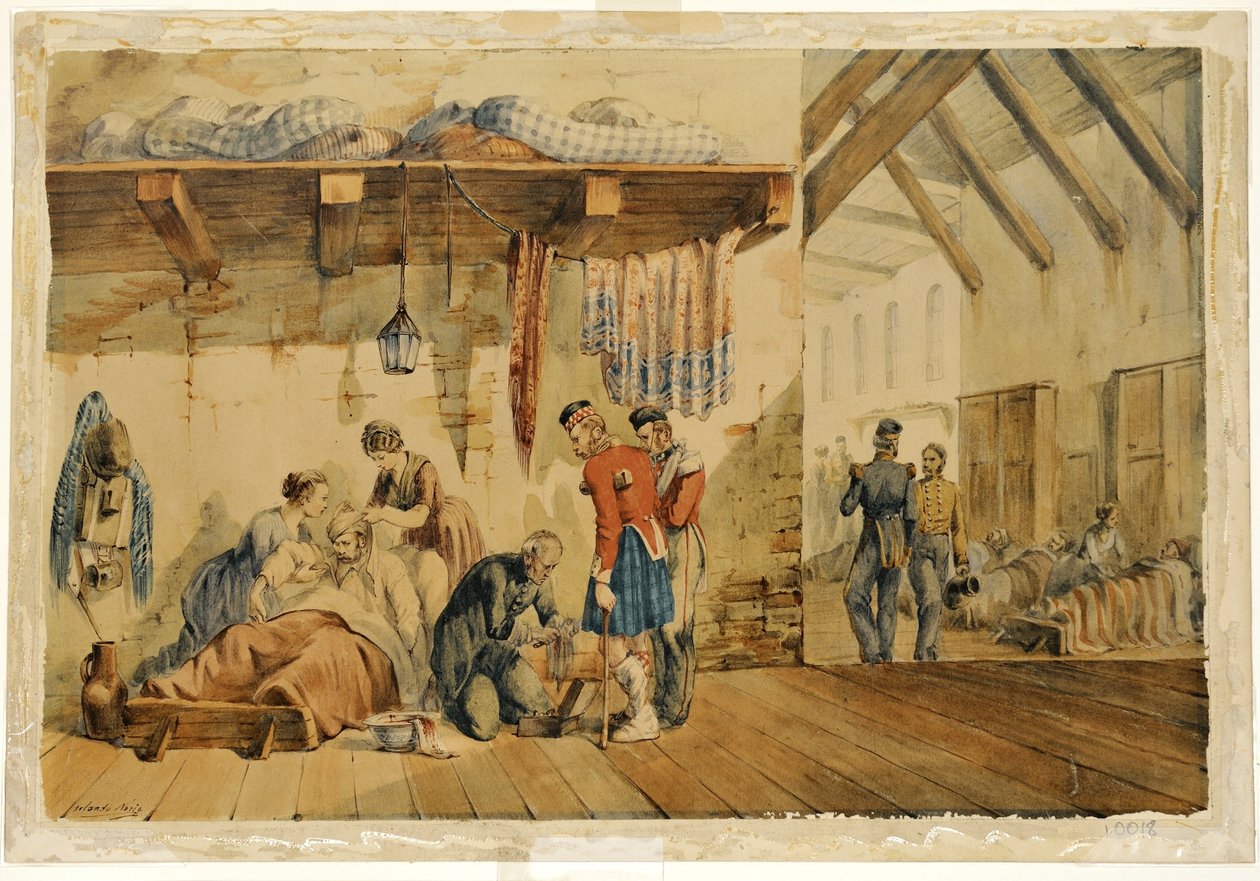 [Barrack] مستشفى سكوتاري ، مشهد مع الممرضات والجنود من فوج المرتفعات ، 1854-1856 بواسطة أورلاندو نوري