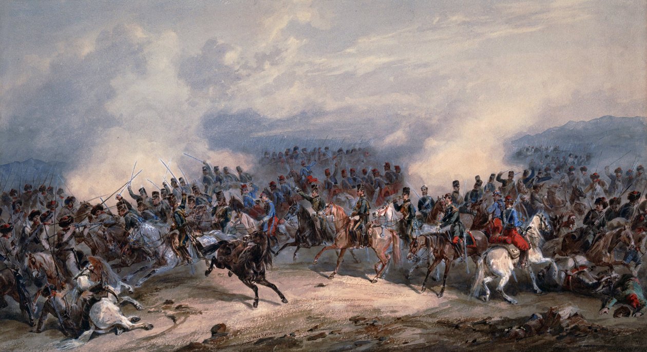 فرسان وطاردون في معركة نهر تشيرنايا في 16 أغسطس 1855 بواسطة أورلاندو نوري