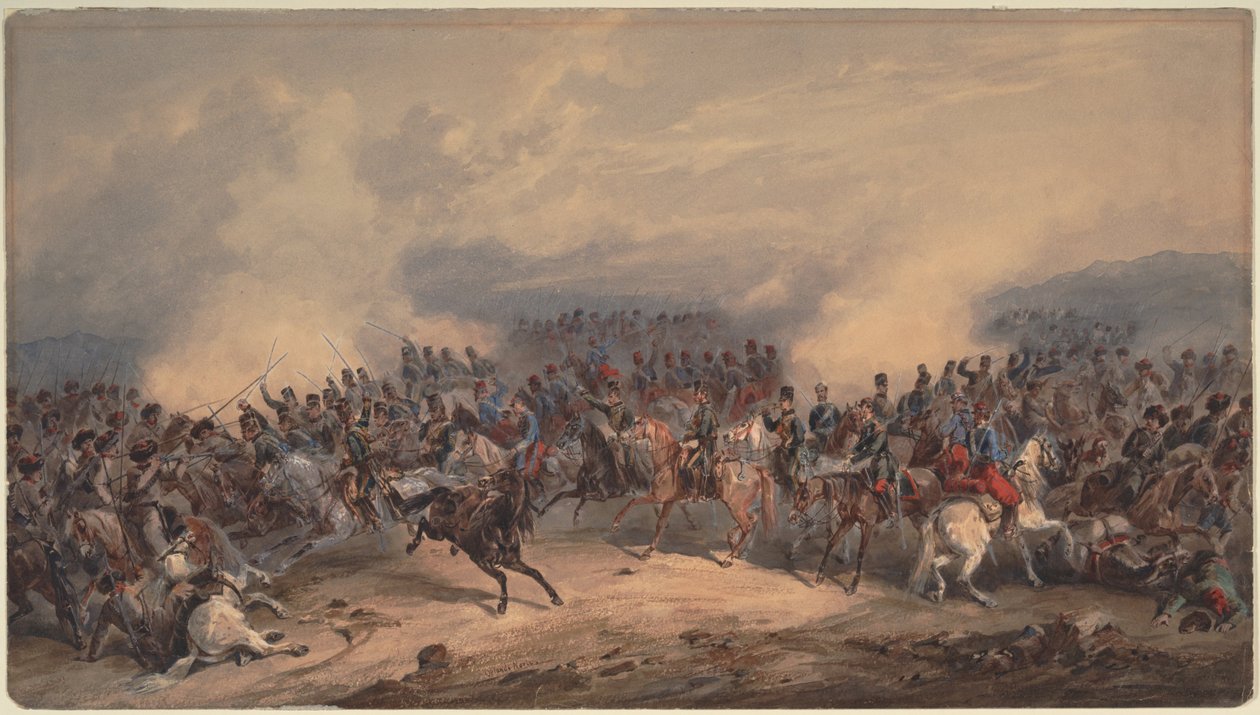 فرسان وطاردون في معركة نهر تشيرنايا في 16 أغسطس 1855 ، 1855 بواسطة أورلاندو نوري