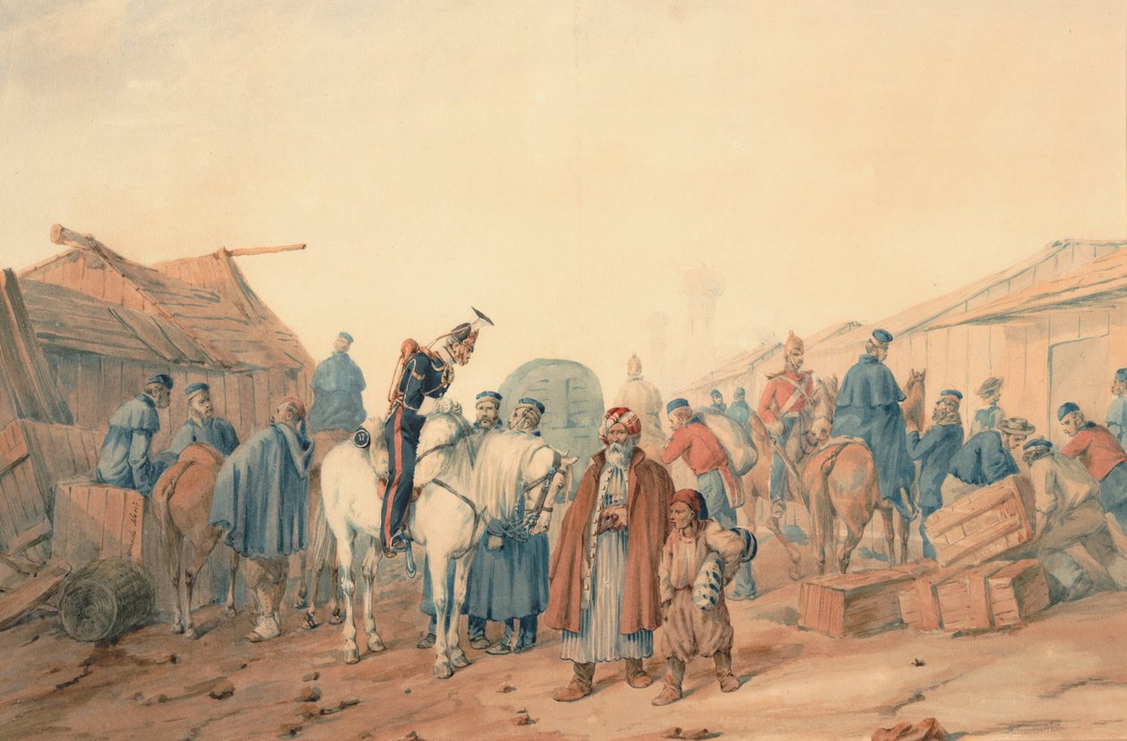 قاعدة تموين للجيش البريطاني في ميناء بالاكلافا ، 1854 بواسطة أورلاندو نوري