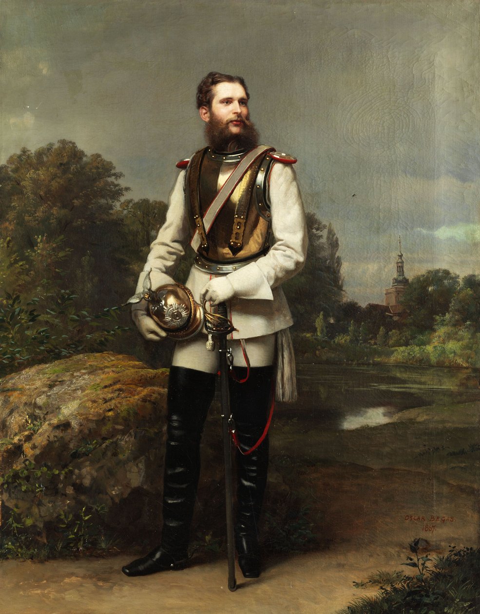 ولي العهد فريدريش فيلهلم من بروسيا. موقعة ومؤرخة بـ "OSCAR BEGAS 1867" على الطريق أسفل اليمين بواسطة اوسكار بيجاس