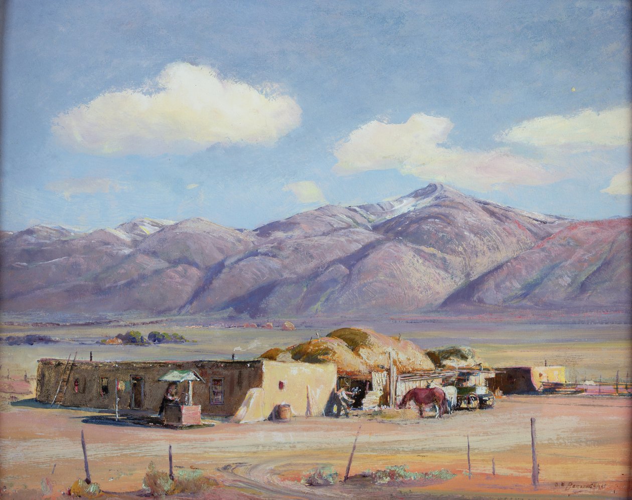أدوبي هاوس ، ج. 1940 (زيت على ظهر السفينة) بواسطة أوسكار إدوارد بيرنينغهاوس