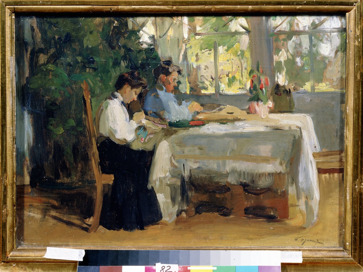 "Dance la Veranda" Peinture de Osip Emanuilovich Braz (1872-1936) State A.Rradishchev Art Museum، Saratov بواسطة أوسيب إيمانويلوفيتش براز