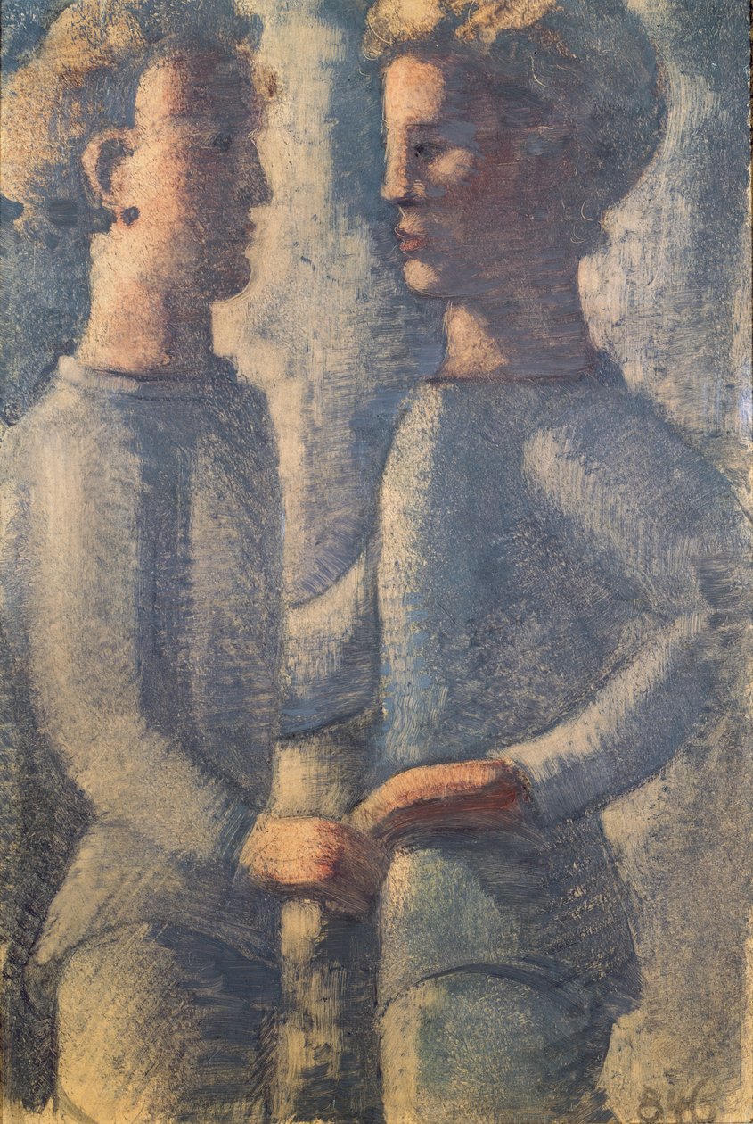 صديقان ، 1936 (قلم رصاص ، درجة حرارة وزيت على اللوحة) بواسطة أوسكار شليمر