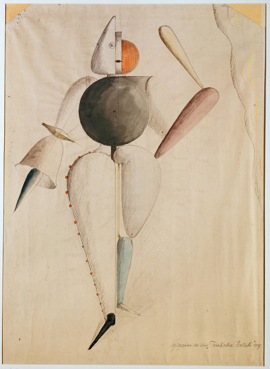 تصميم أزياء الباليه الثلاثي لشليمر ، أوسكار (1888-1943). لوحة مائية على ورق بواسطة أوسكار شليمر