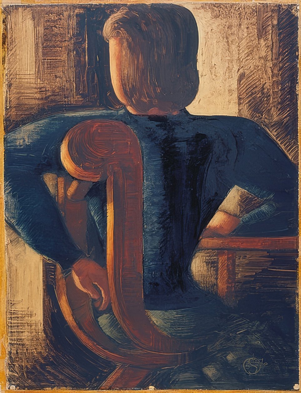 الجلوس للخلف على الطاولة. 1936 بواسطة أوسكار شليمر