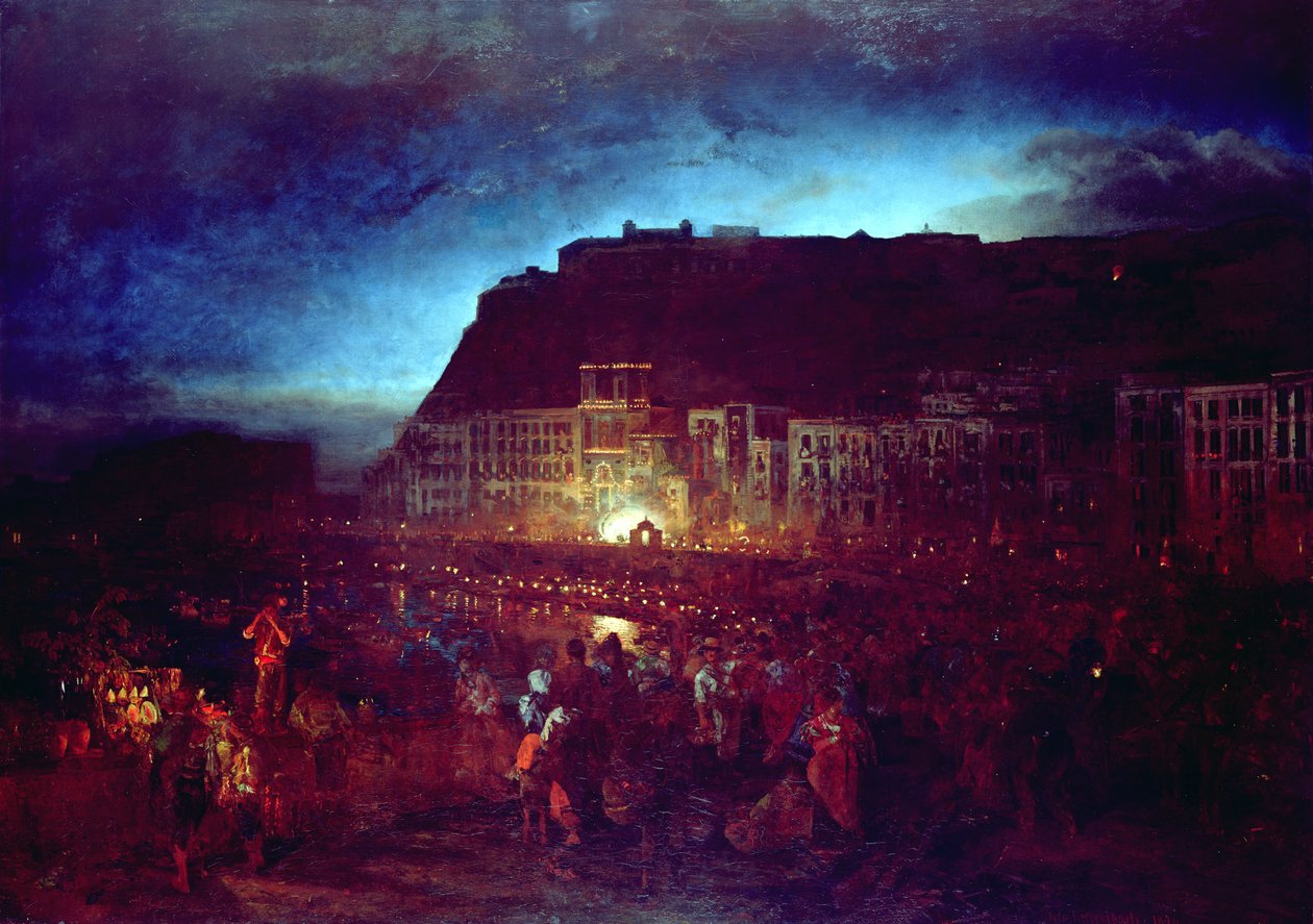مهرجان سانت لوسيا في نابولي 1874 بواسطة أوزوالد آخنباخ