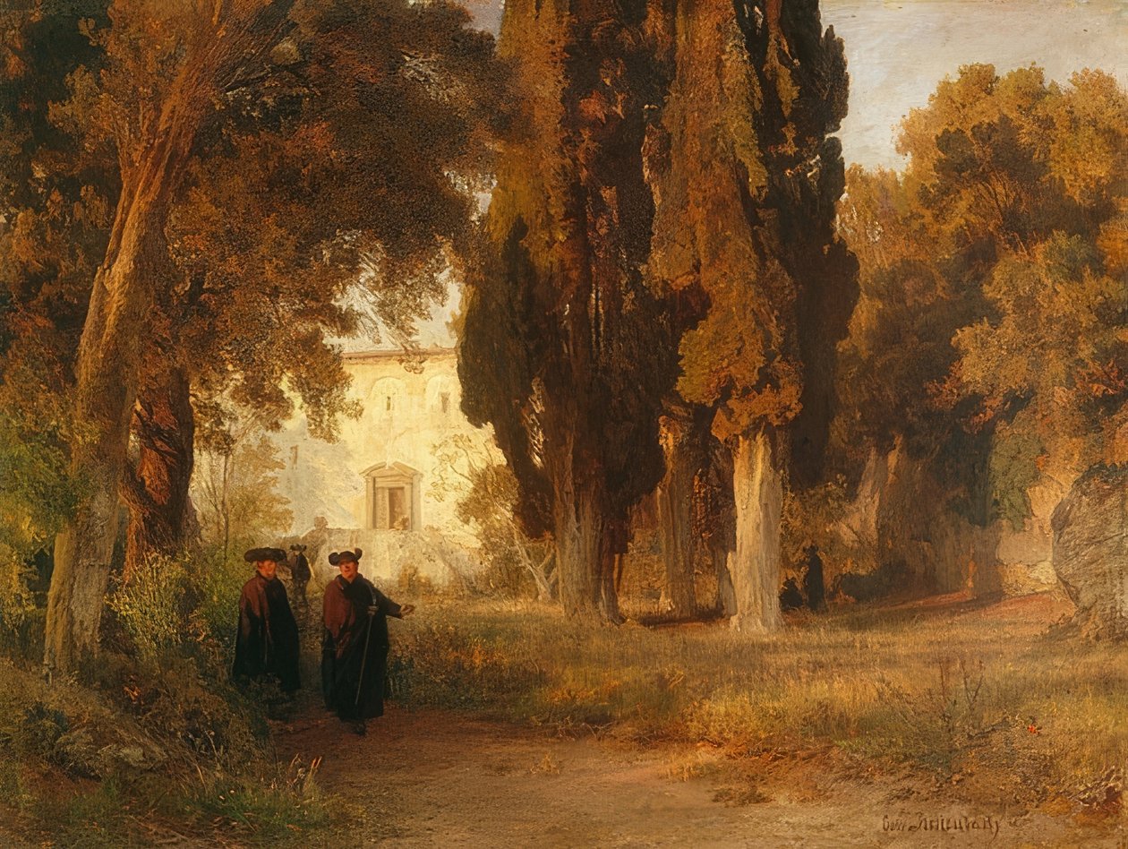 حديقة الدير. بعد عام 1857 بواسطة أوزوالد آخنباخ