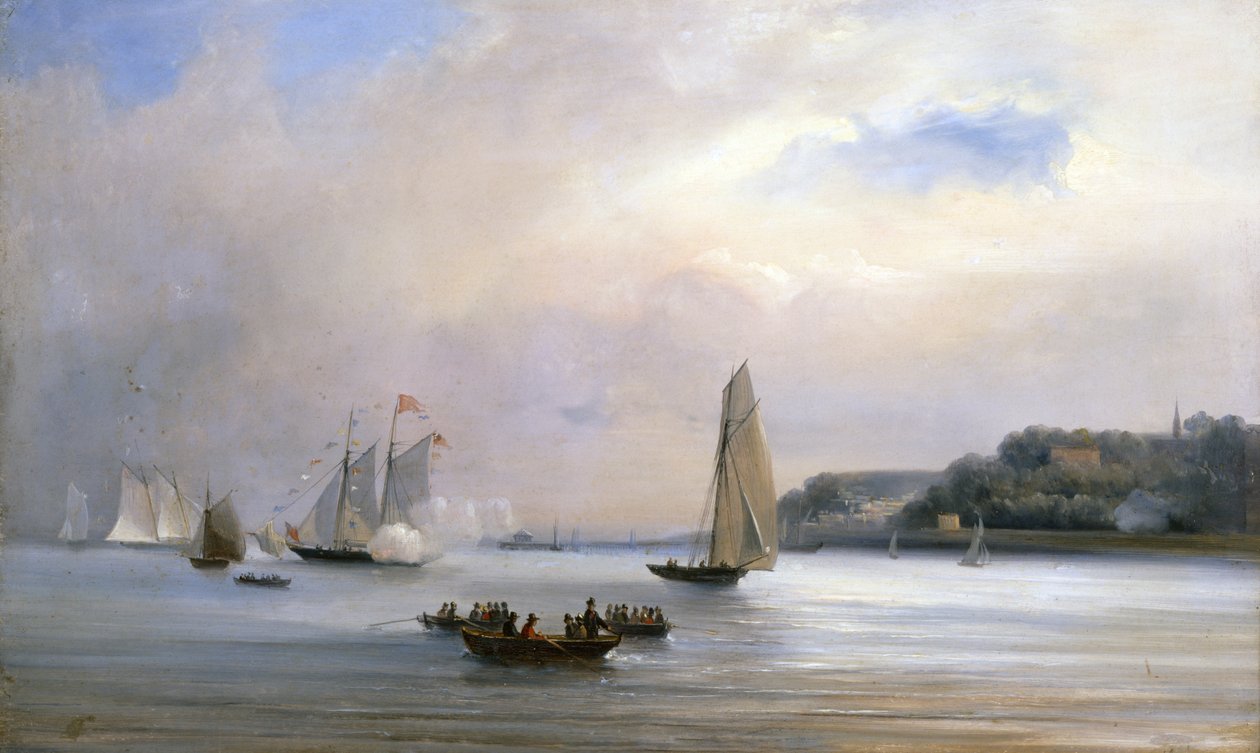 سباق اليخوت الأنجلو أمريكي حول جزيرة وايت ، 22 أغسطس 1851 (زيت على قماش) بواسطة أوزوالد والترز بريرلي