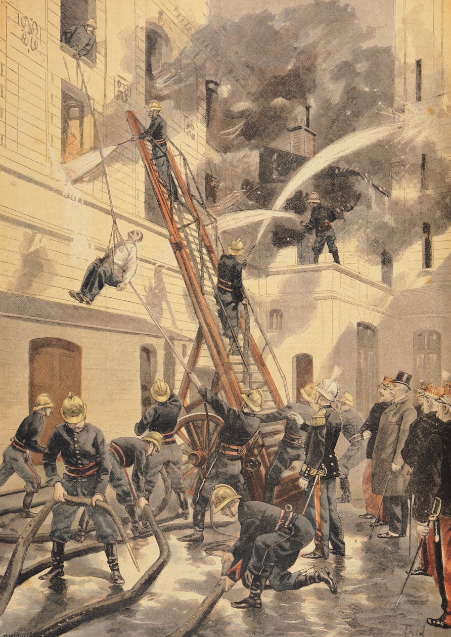 فيليكس فوري (1841-1899) مع رجال الإطفاء ، من "لو بيتيت جورنال" ، 20 فبراير 1898 بواسطة أوزوالدو توفاني