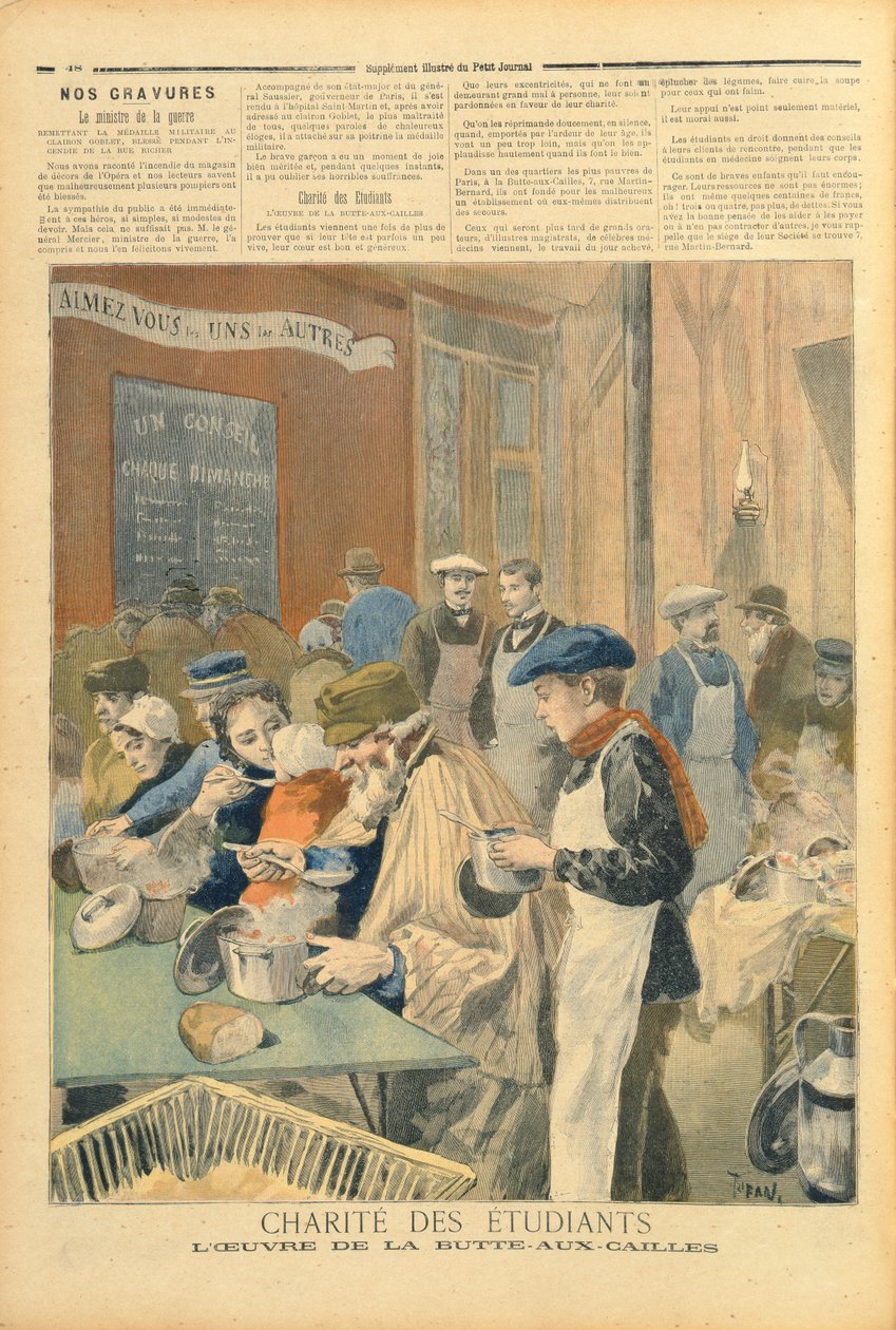 مؤسسة الطلاب الخيرية: The Soup Kitchen at Butte-aux-Cailles ، من "Le Petit Journal" ، 5 فبراير 1894 بواسطة أوزوالدو توفاني