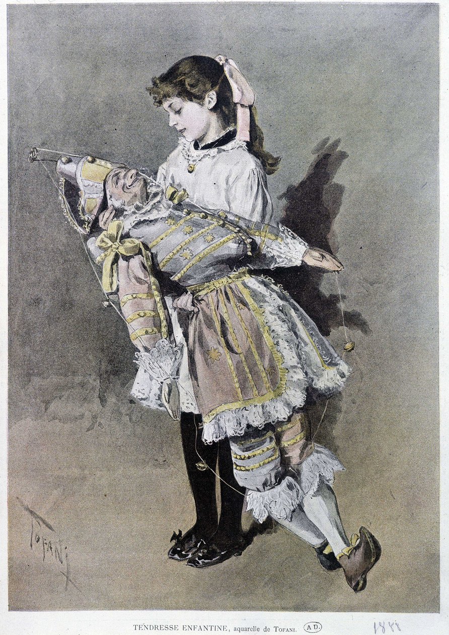 Childborn tenderness: girl and her puppet بواسطة أوزوالدو توفاني