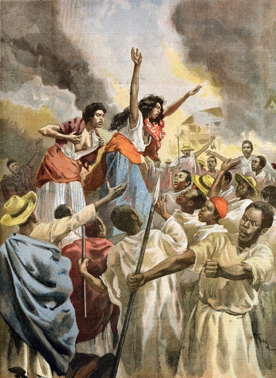 الأميرات الملكيات يبشرن بالحرب المقدسة في مدغشقر ، من "لو بيتيت جورنال" ، 9 ديسمبر 1894 بواسطة أوزوالدو توفاني