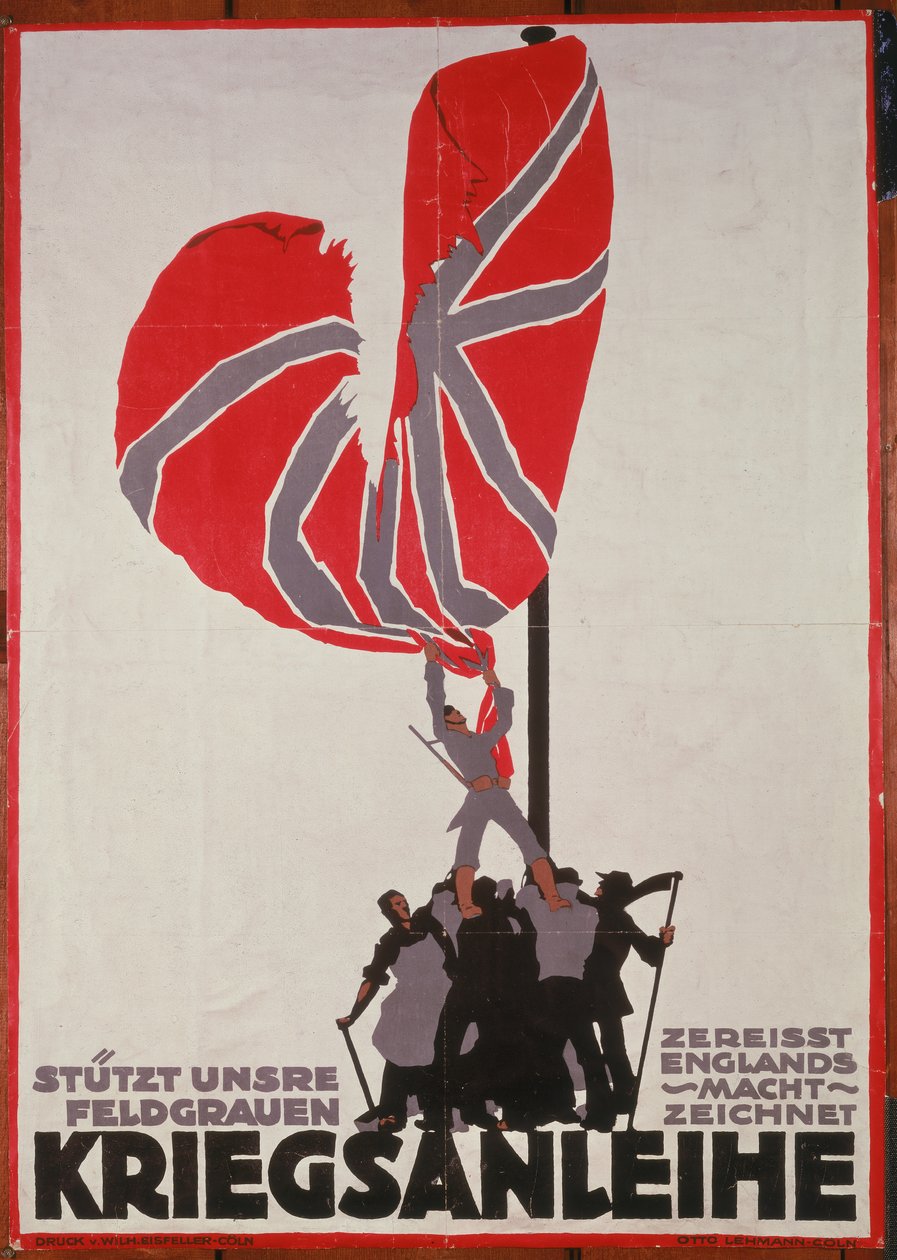 Trusts Grey Fields - ليلة إنجلترا الممزقة توجه الحرب ، ملصق قرض الحرب الألماني ، ألمانيا ، 1914-1918 بواسطة أوتو ليمان