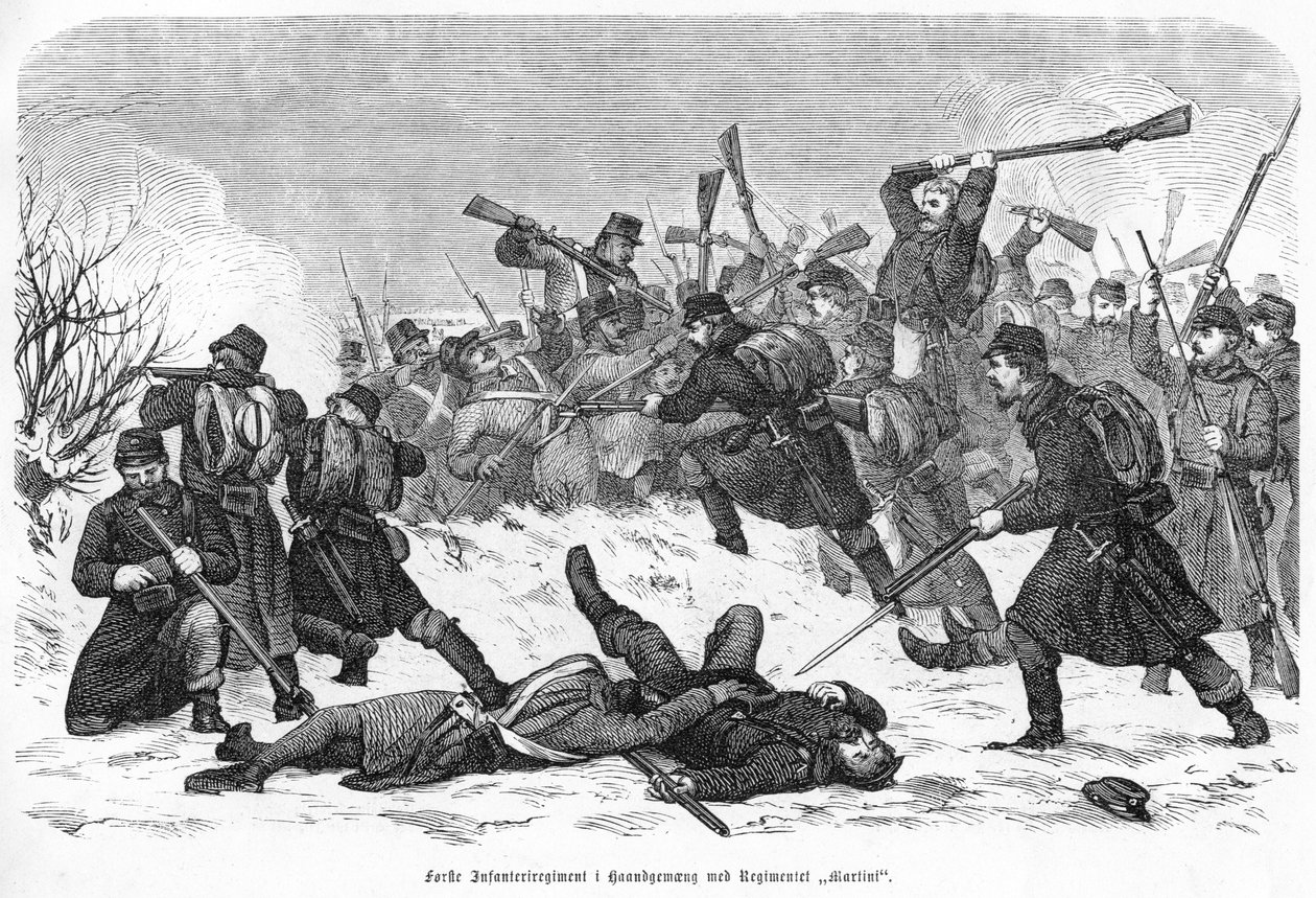 فوج المشاة الأول في Haandgemæng مع فوج "Martini" ، حانة. 1865 (نقش) بواسطة أوتو باش