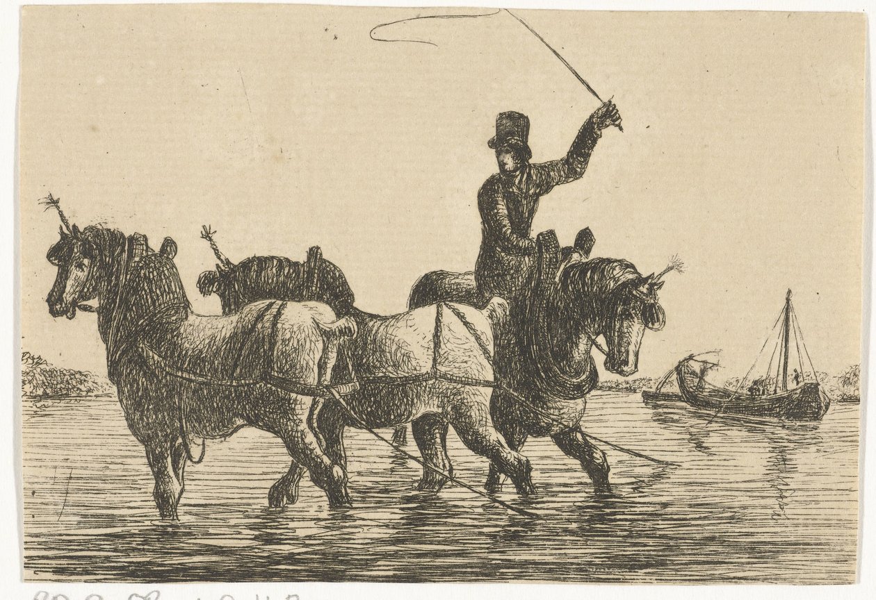 ثلاثة خيول في الماء بواسطة أوتو بارون هوين