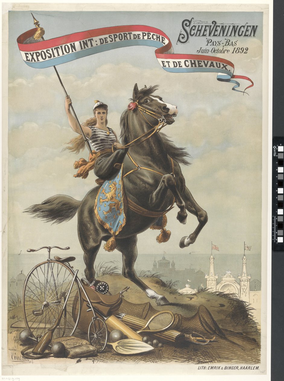 المعرض الدولي: رياضة صيد الأسماك والخيول / Scheveningen هولندا يونيو-أكتوبر 1892 (العنوان على الكائن) بواسطة أوتو إيريلمان