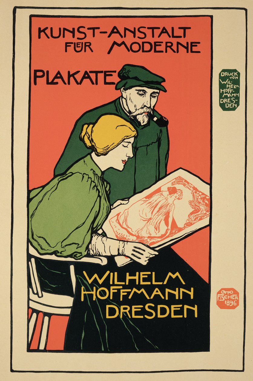 استنساخ ملصق إعلاني "Wilhelm Hoffmann" ، مؤسسة تبيع ملصقات حديثة ، درسدن بواسطة أوتو فيشر