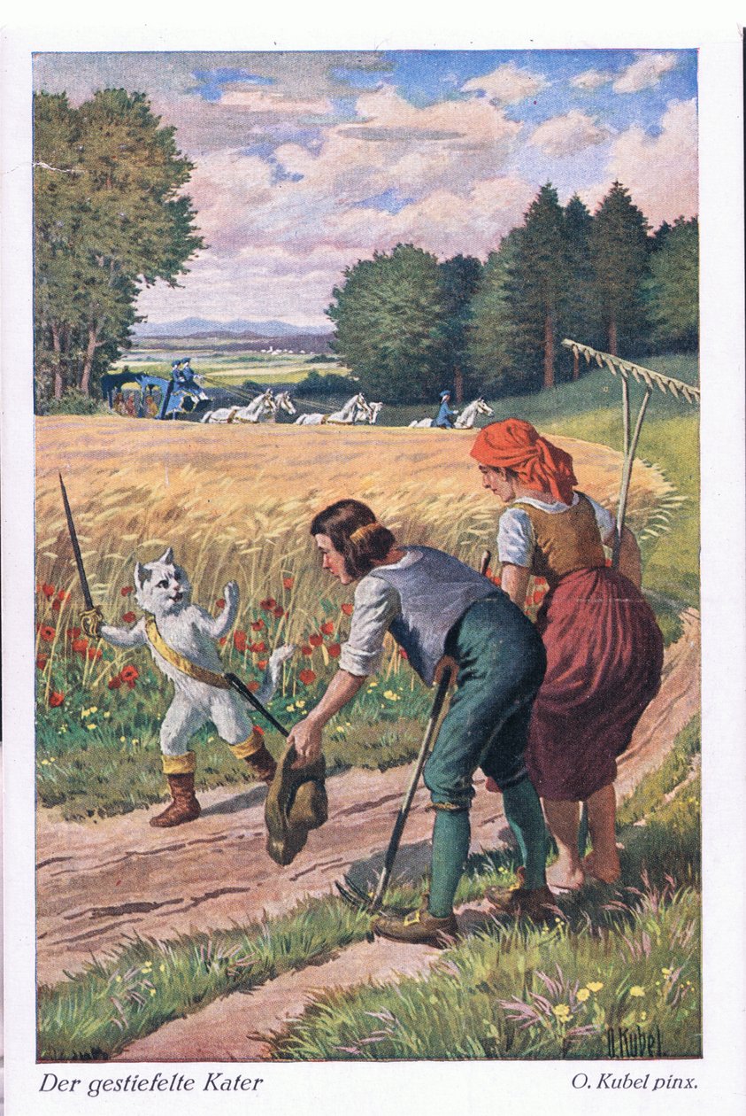 Puss in Boots (European Fairy Tale) ، بطاقة بريدية من ألمانيا بواسطة أوتو كوبيل