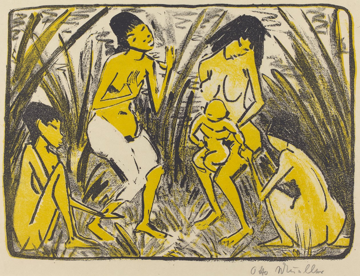 العثور على موسى (Auffindung des Moses) ، c.1920 (الطباعة الحجرية باللون الأسود والذهبي) بواسطة أوتو مولر
