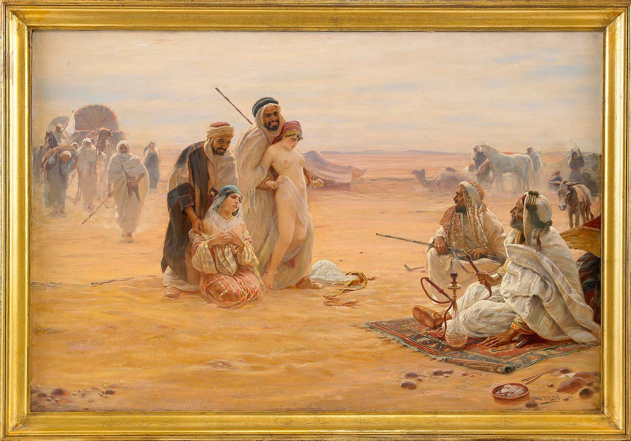 Le marche aux esclaves - The Slave Market - لوحة لأوتو بيلني (1866-1936) ، ألوان زيتية على قماش 1910 (80x120 سم) - مجموعة خاصة بواسطة أوتو بيلني