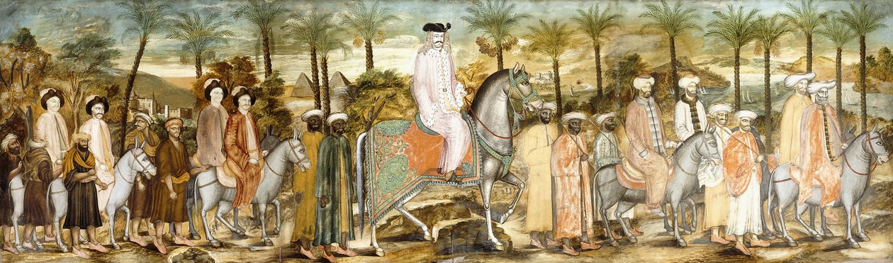 السادة الأوروبيون في موكب الشرقيين ، ج .1720 بواسطة المدرسة العثمانية
