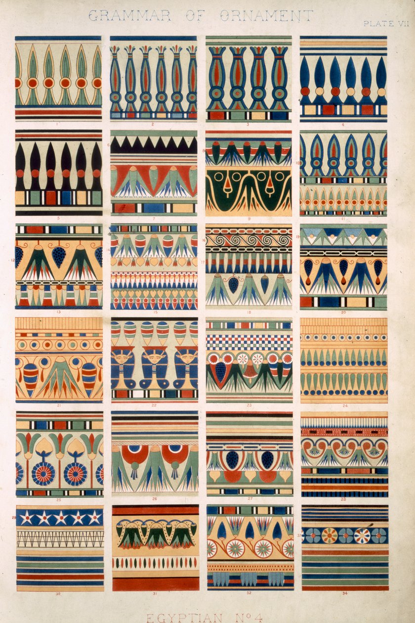 مصري رقم 4 ، اللوحة السابعة ، من "قواعد الزخرفة" تأليف أوين جونز (1809-68) بواسطة أوين جونز