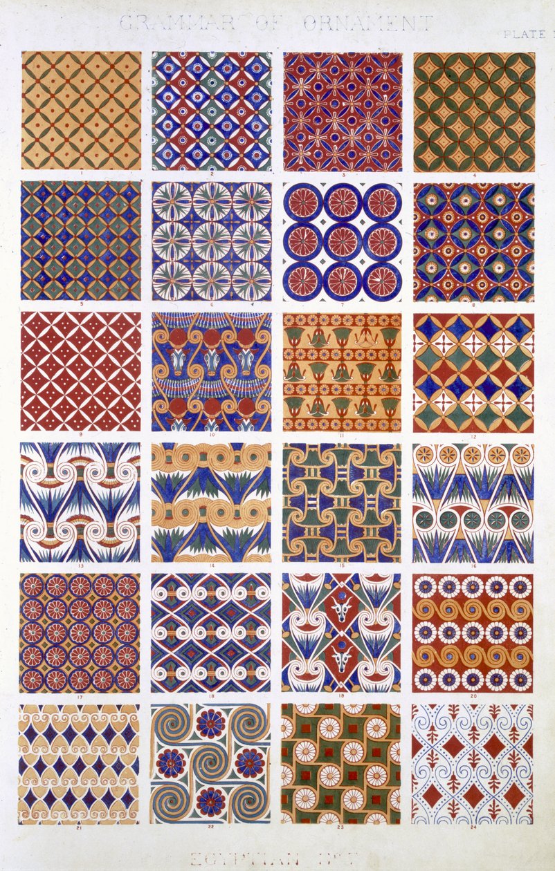 مصري رقم 5 ، اللوحة X ، من "قواعد الزخرفة" تأليف أوين جونز (1809-60) بواسطة أوين جونز