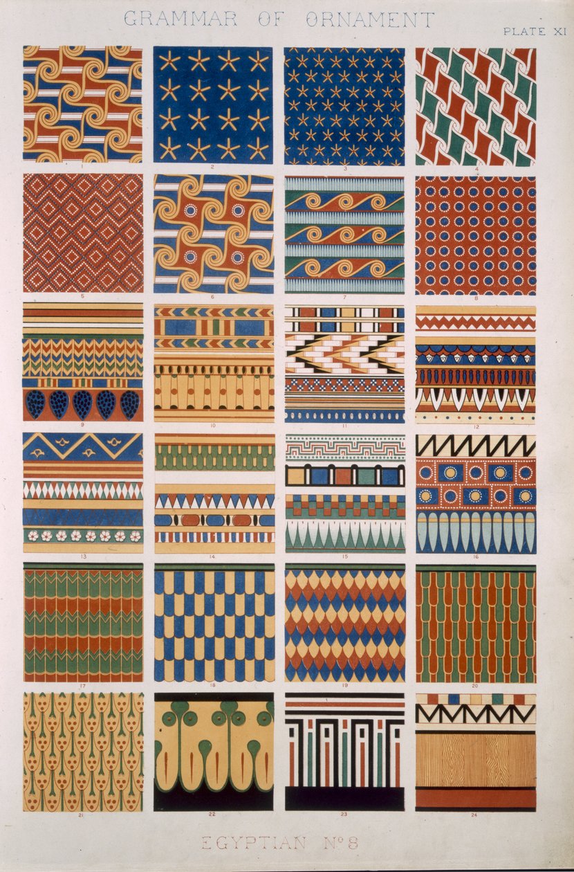 مصري رقم 8 ، اللوحة X ، من "قواعد الزخرفة" تأليف أوين جونز (1809-1868) بواسطة أوين جونز