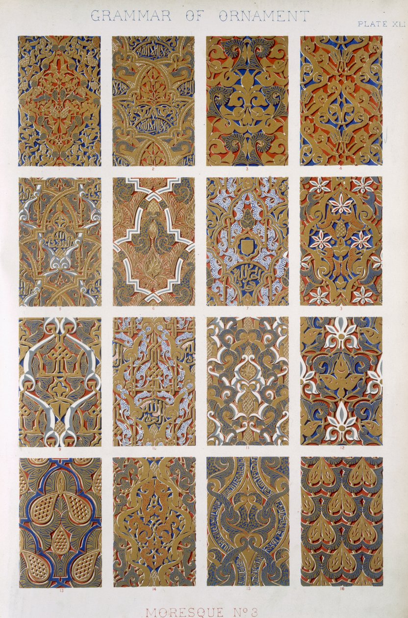Moresque No 3، Plate XLI، from &39;The Grammar of Ornament&39; by Owen Jones (1809-68) بواسطة أوين جونز