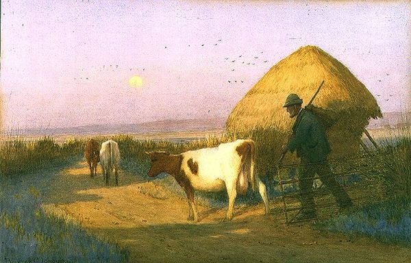 A Drover Homeward Bound (ألوان مائية) بواسطة أوين باكستر مورغان