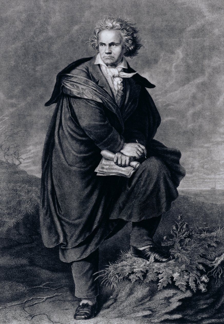 لودفيغ فان بيتهوفن (1770-1827) ، مؤلف موسيقي ، نقش بول بارفوس (1823-1895) بواسطة P. Schworer