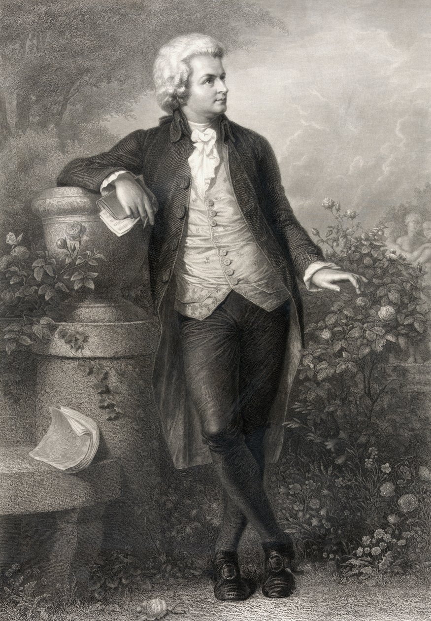 فولفجانج أماديوس موتسارت ، نقش بول بارفوس (1823-1895) بواسطة P. Schworer