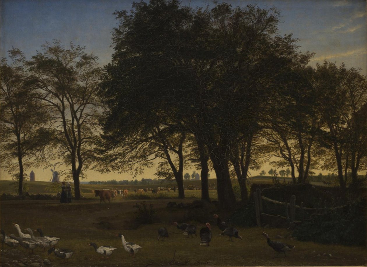 حفلة في Iselingen. في الخلفية كنيسة Vordingborg وبرج Goose. مساء سبتمبر بواسطة PC Skovgaard
