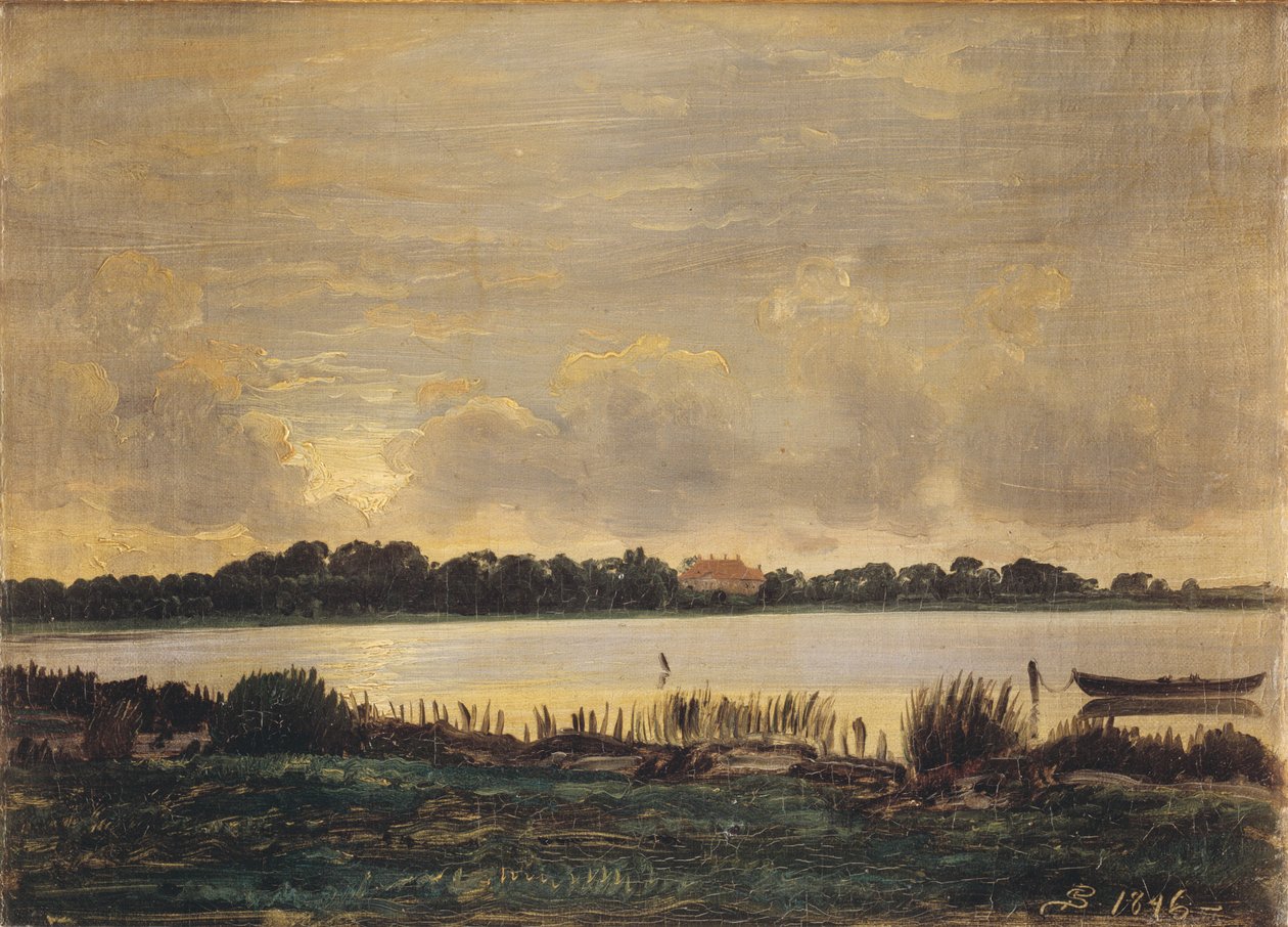 عرض عبر Præstø Fiord باتجاه قصر Nysø بواسطة PC Skovgaard