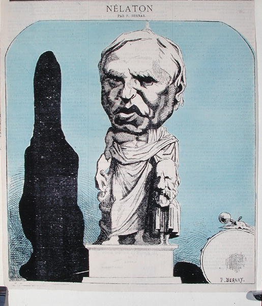 رسم كاريكاتوري لأوغست نيلاتون (1807-1873) حوالي عام 1870 (نقش ملون) بواسطة بيرناي