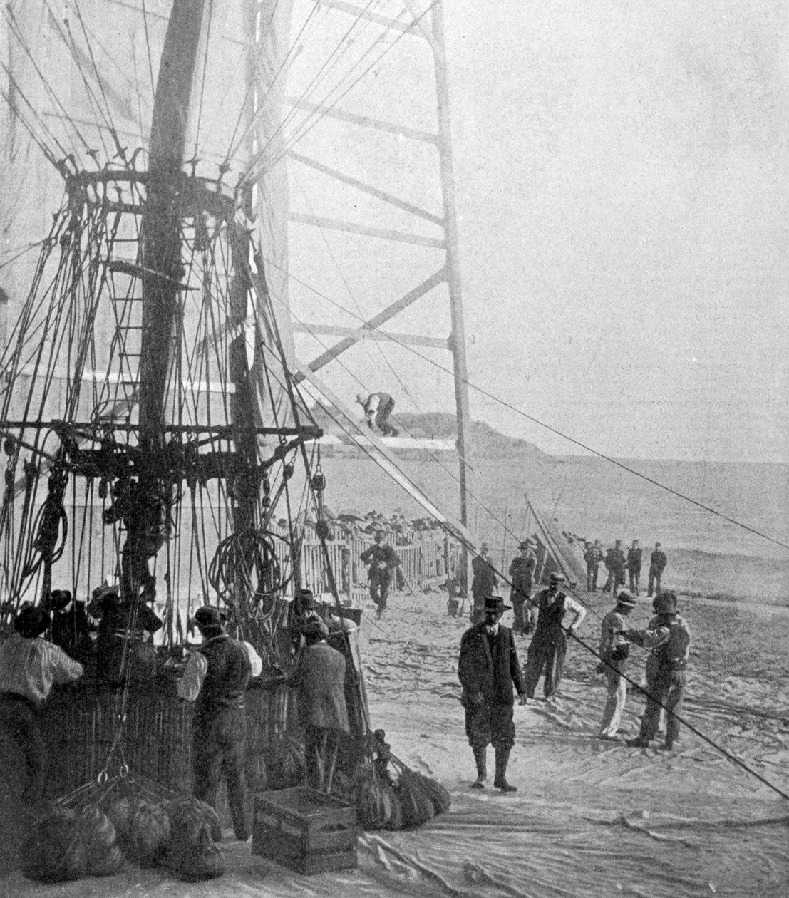 محاولة الكونت دي لا فولكس لعبور البحر الأبيض المتوسط بالبالون ، 1901 بواسطة P. Doye
