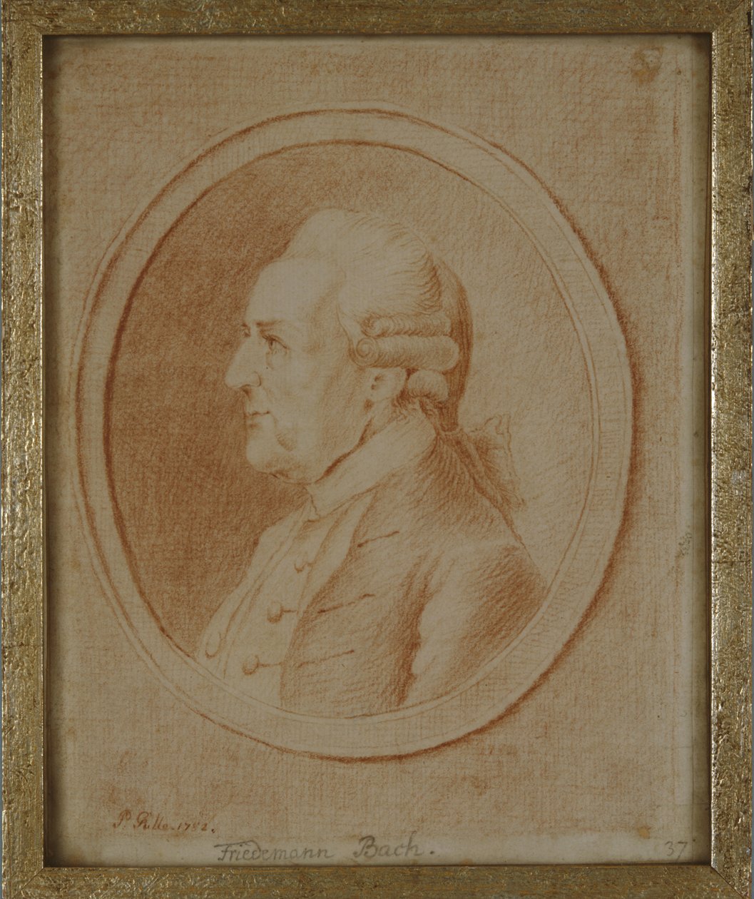 فيلهلم فريدريش باخ ، 1782 (طباشير أحمر على ورق) بواسطة P. Guelle أو Gulle
