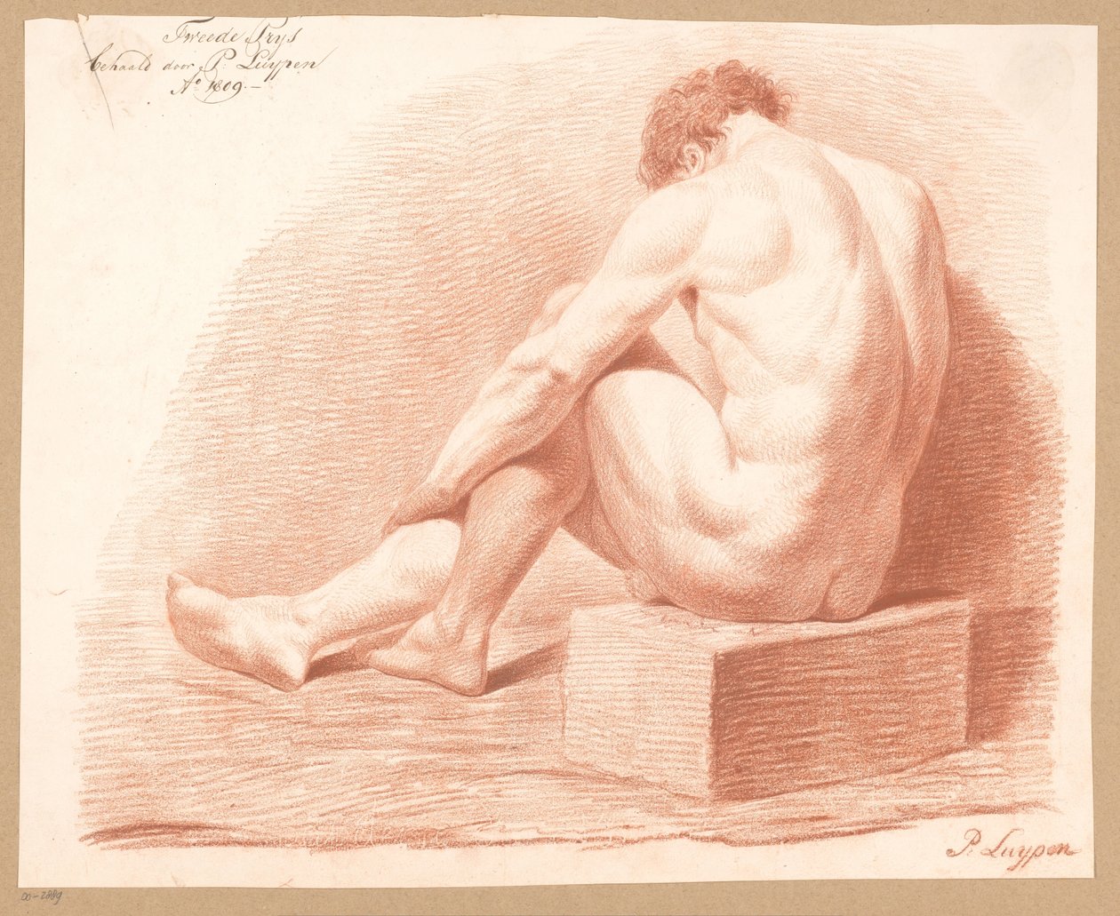 جالس عاري ، ينظر من الخلف (الجائزة الثانية 1809) بواسطة P. Luypen