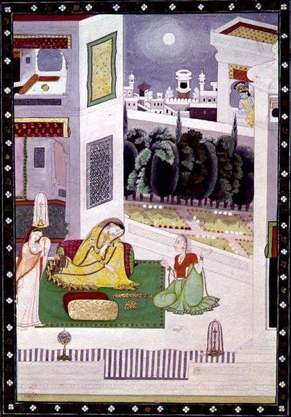 سيدة مهملة ، من Prositapatika Nayika ، Kangra ، هيماشال براديش ، c.1850 بواسطة مدرسة باهاري